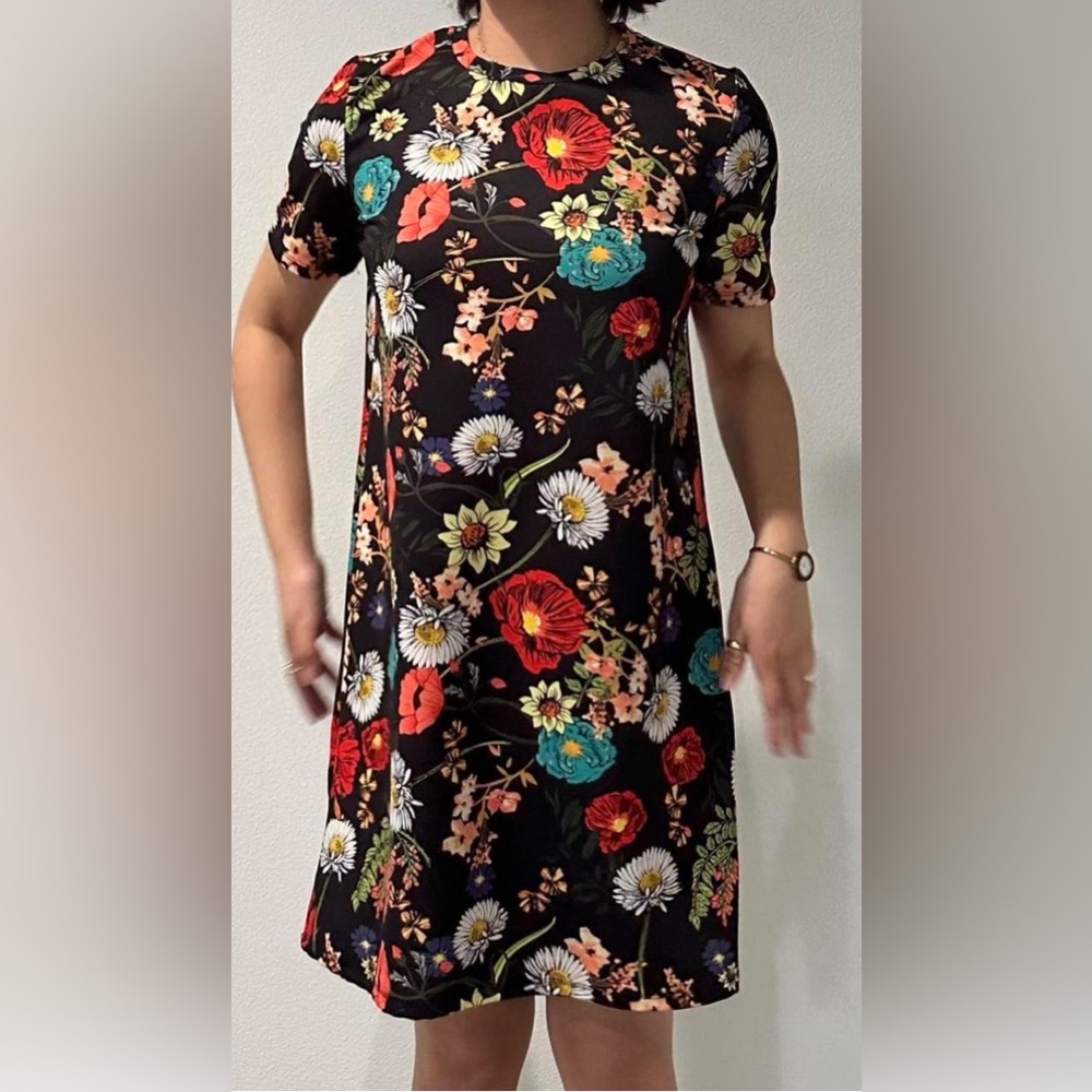 ZARA Trafaluc Floral Botanical Butterfly Bug Dress Size M